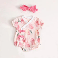 Load image into Gallery viewer, Little Miss Cottontail Southern Clothing Company Georgia Peach Faux-Mono Onesie
