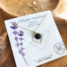 Load image into Gallery viewer, Lotus Jewelry Studio Lava Rock Essential Oil Diffuser Diamond Necklace - Gold