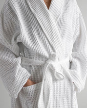 Load image into Gallery viewer, Casual K Waffle Pattern Short Robe - White (without Personalization)