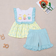 Load image into Gallery viewer, Little Miss Cottontail Southern Clothing Company Smocked Easter Bunny Ruffle Short Set
