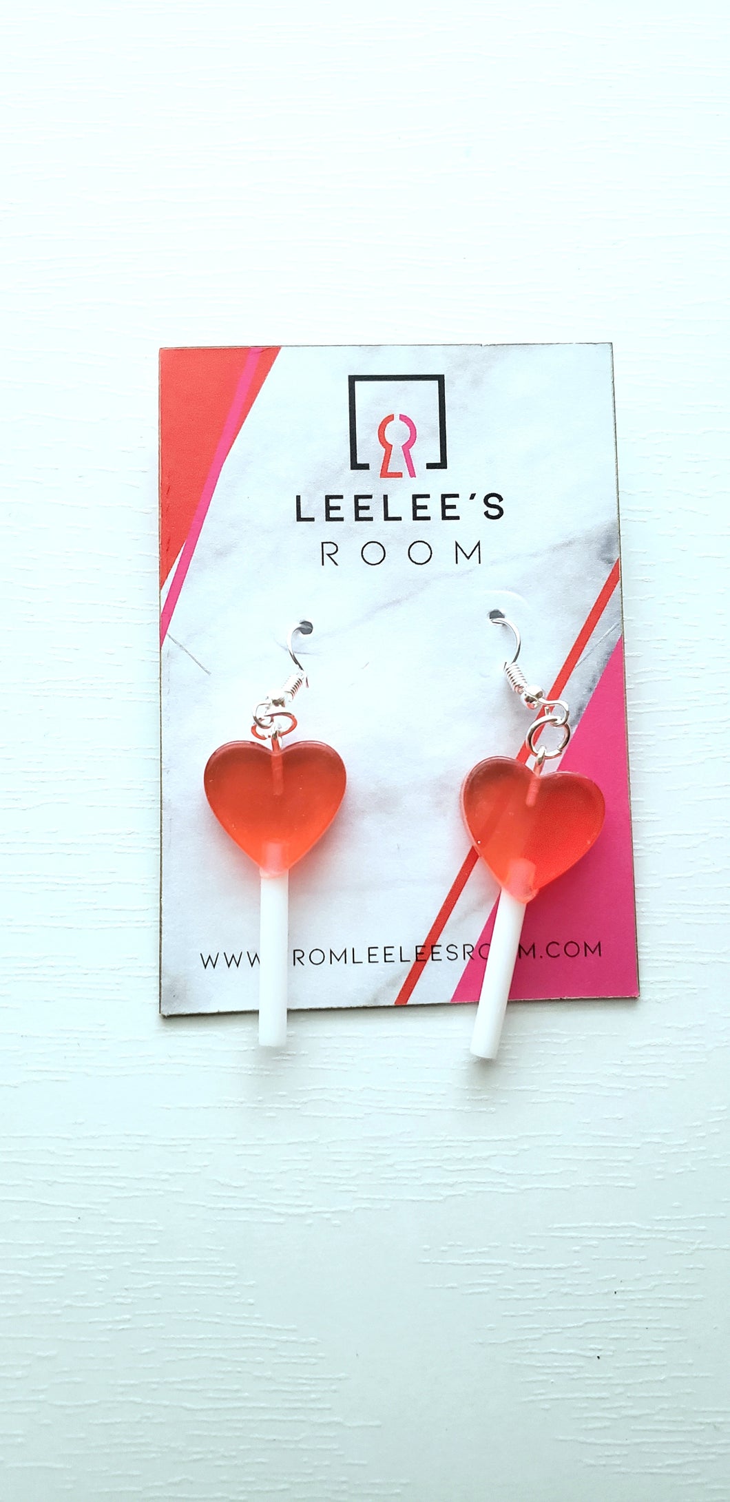 LeeLee's Room Heart Lollipop Earring - Red