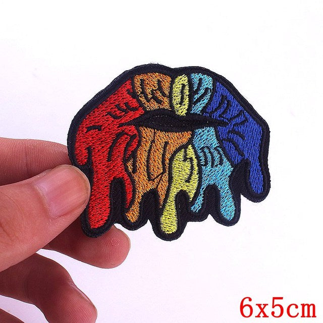 Stitch&Pin Iron On Embroidery Patch - Rainbow Drip Lips