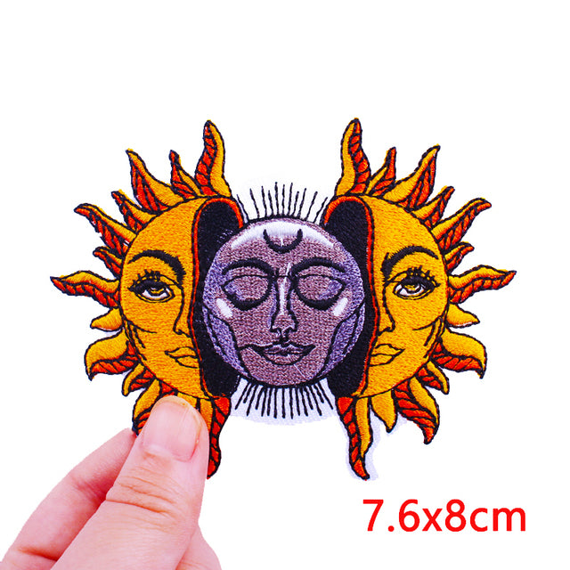 Stitch&Pin Iron On Embroidery Patch - Sun Split Moon