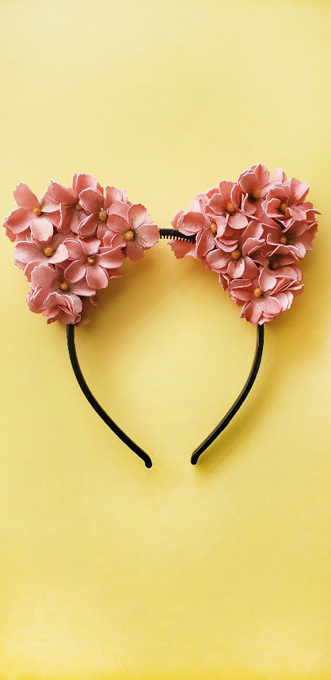 LeeLee's Room Floral Cat Ears Headband - Coral