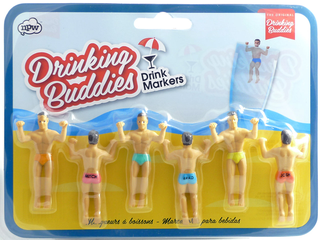 Drinking Buddies Lot De 6 Marqueurs De Verre Motif Beach Boys - Soirées Fun