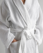 Load image into Gallery viewer, Casual K Waffle Pattern Short Robe - White (without Personalization)
