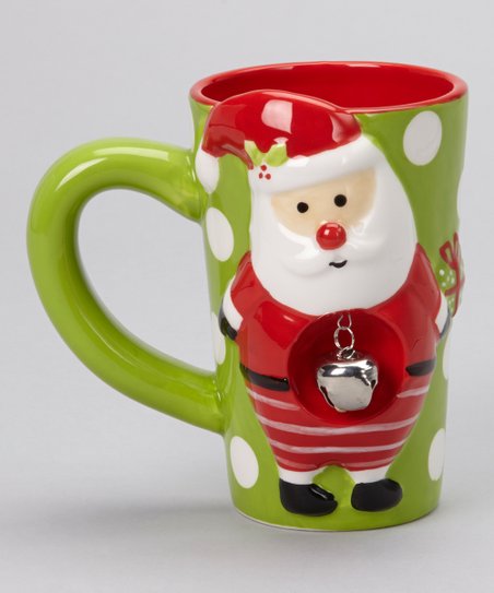 Embossed Santa Jingle Bell Mug